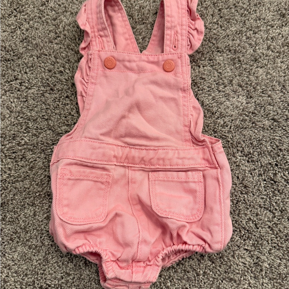 Old Navy Pink Ruffle Strap Baby Overalls Romper